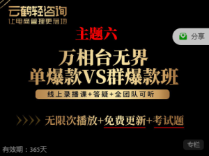 云鹤轻咨询万相台无界单爆款VS群爆款班VIP课程打包下载（2024年持续更新）